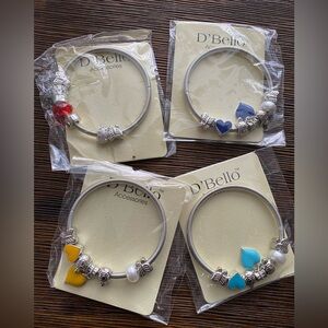 Set of 4 D'Bello silver-toned beaded stretch charm bracelets